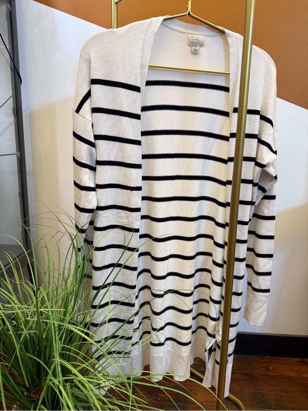 a new day White Striped Top with Black Bands